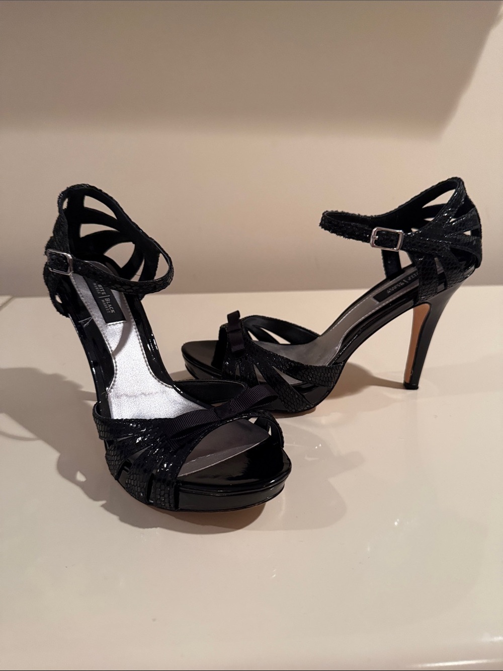 White House Black Market Black Strappy Platform Heel Sandals